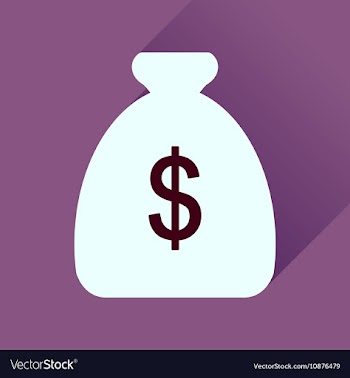 Flat icon with long shadow money bag vector image