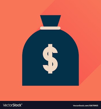 Flat icon with long shadow money bag vector image