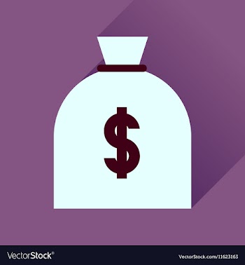 Flat icon with long shadow money bag vector image