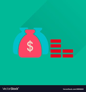 Flat icon with long shadow money bag vector image