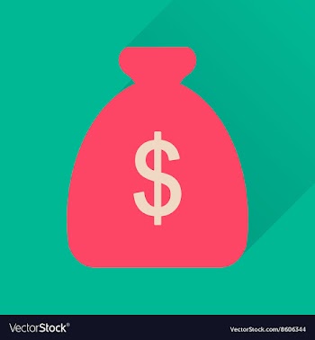 Flat icon with long shadow money bag vector image