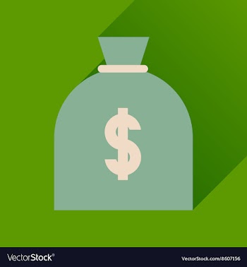 Flat icon with long shadow money bag vector image