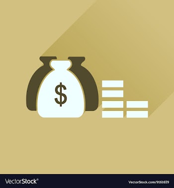 Flat icon with long shadow money bag vector image
