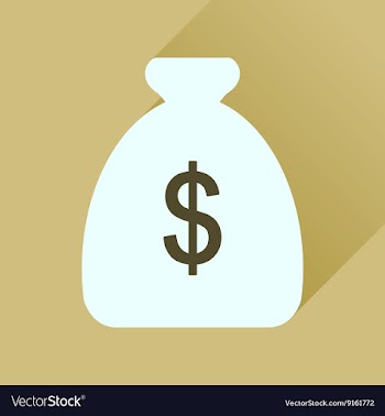 Flat icon with long shadow money bag vector image