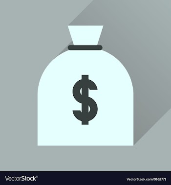 Flat icon with long shadow money bag vector image