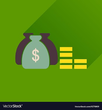 Flat icon with long shadow money bag vector image