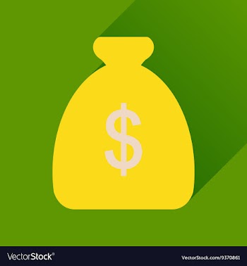 Flat icon with long shadow money bag vector image