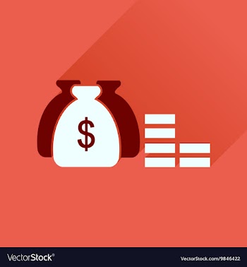 Flat icon with long shadow money bag vector image