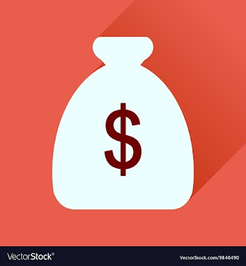 Flat icon with long shadow money bag vector image
