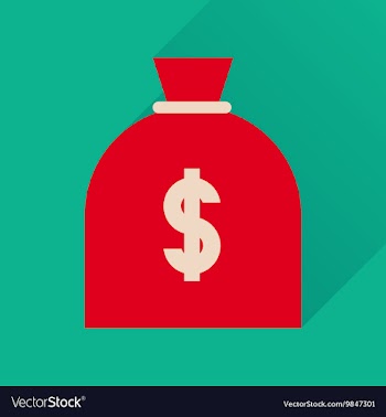 Flat icon with long shadow money bag vector image