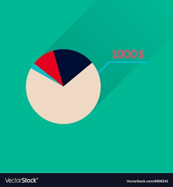 Flat icon with long shadow money chart vector image