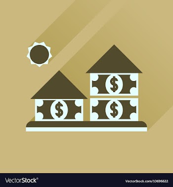 Flat icon with long shadow money house vector image