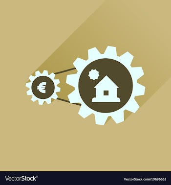 Flat icon with long shadow money house vector image