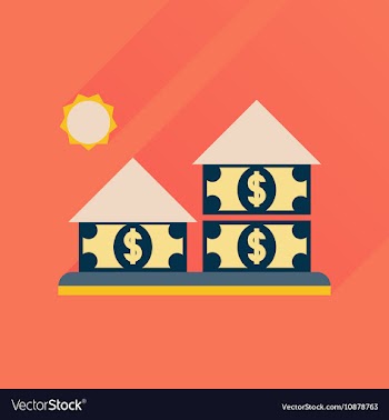 Flat icon with long shadow money house vector image