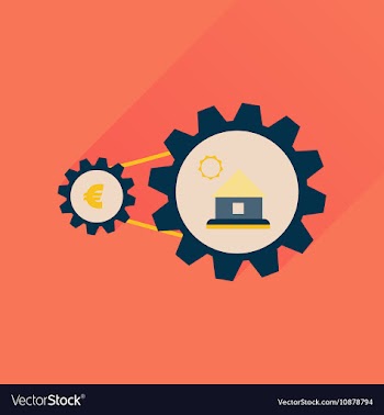 Flat icon with long shadow money house vector image