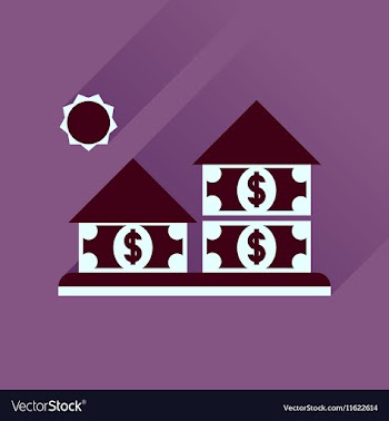 Flat icon with long shadow money house vector image