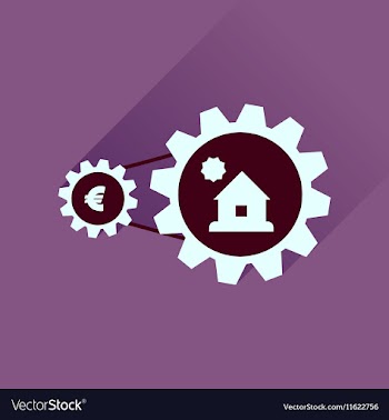 Flat icon with long shadow money house vector image