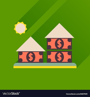 Flat icon with long shadow money house vector image