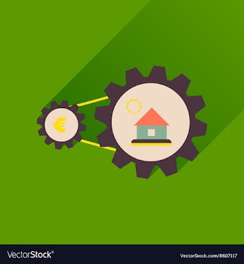 Flat icon with long shadow money house vector image