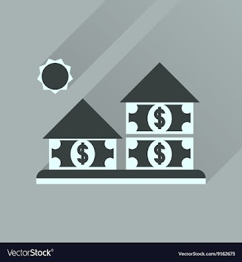 Flat icon with long shadow money house vector image