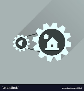 Flat icon with long shadow money house vector image