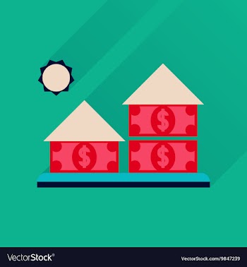 Flat icon with long shadow money house vector image