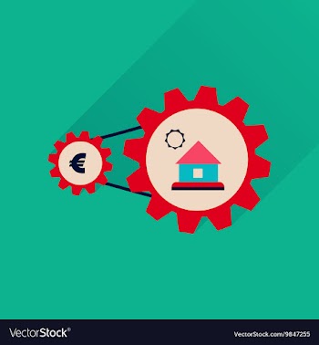 Flat icon with long shadow money house vector image