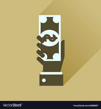 Flat icon with long shadow money in hand vector image