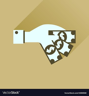 Flat icon with long shadow money in hand vector image