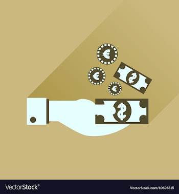 Flat icon with long shadow money in hand vector image