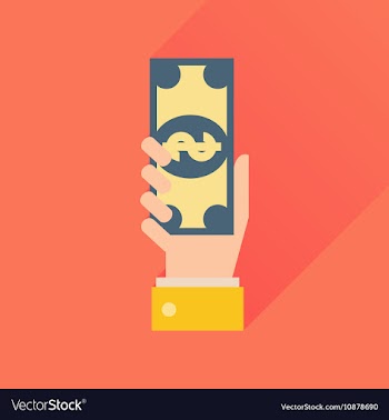 Flat icon with long shadow money in hand vector image