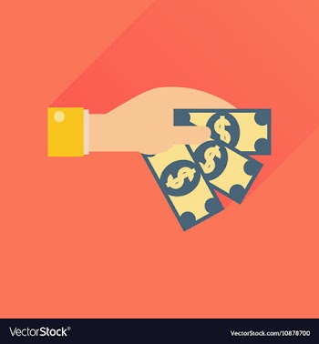 Flat icon with long shadow money in hand vector image