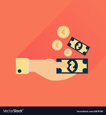 Flat icon with long shadow money in hand vector image
