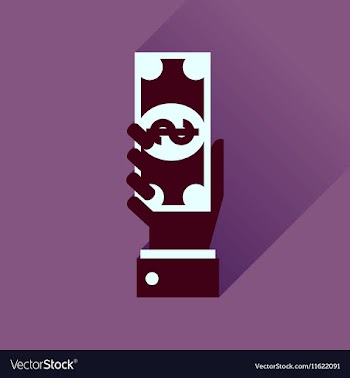 Flat icon with long shadow money in hand vector image