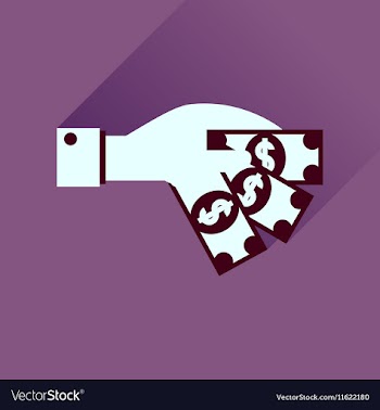 Flat icon with long shadow money in hand vector image