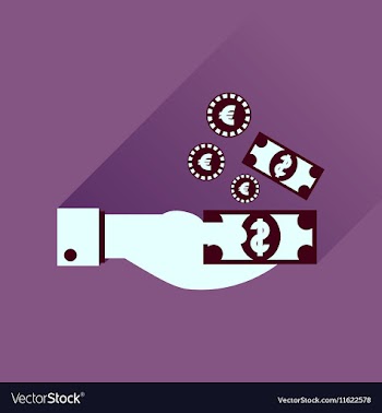 Flat icon with long shadow money in hand vector image