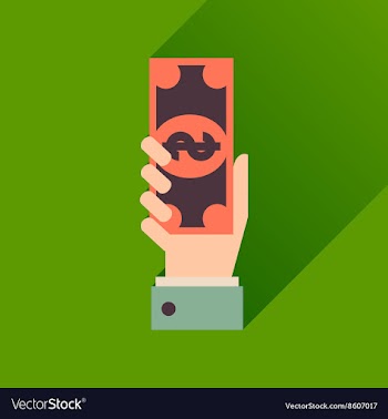 Flat icon with long shadow money in hand vector image