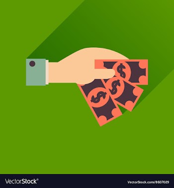 Flat icon with long shadow money in hand vector image