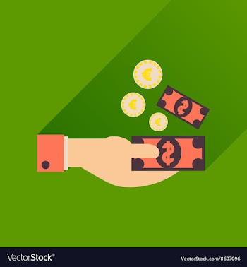 Flat icon with long shadow money in hand vector image
