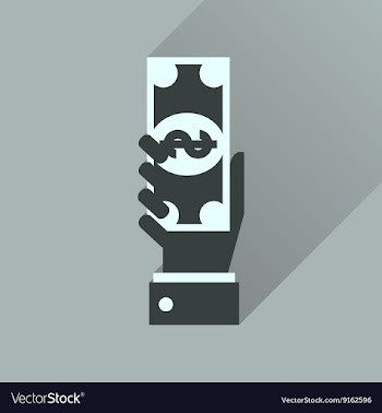 Flat icon with long shadow money in hand vector image