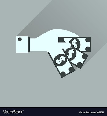 Flat icon with long shadow money in hand vector image