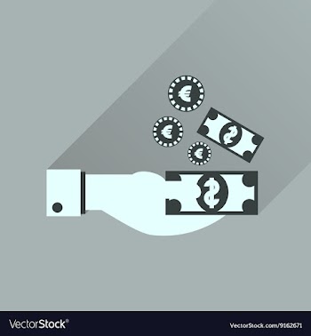 Flat icon with long shadow money in hand vector image