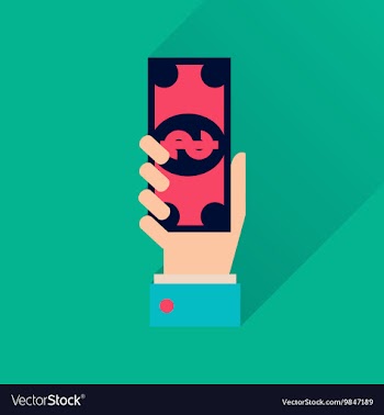 Flat icon with long shadow money in hand vector image