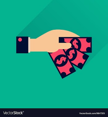 Flat icon with long shadow money in hand vector image