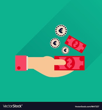 Flat icon with long shadow money in hand vector image