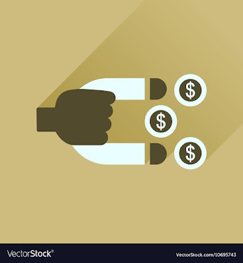 Flat icon with long shadow money magnet vector image