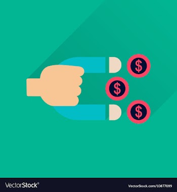 Flat icon with long shadow money magnet vector image