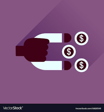 Flat icon with long shadow money magnet vector image