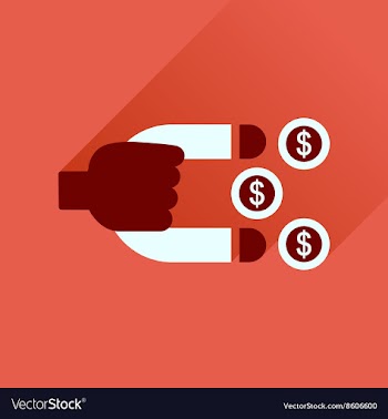 Flat icon with long shadow money magnet vector image