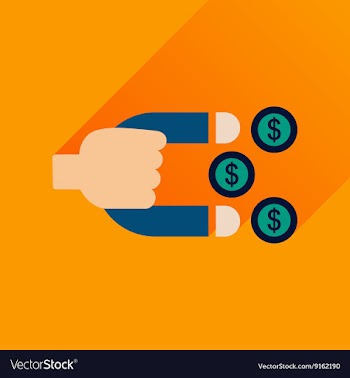 Flat icon with long shadow money magnet vector image